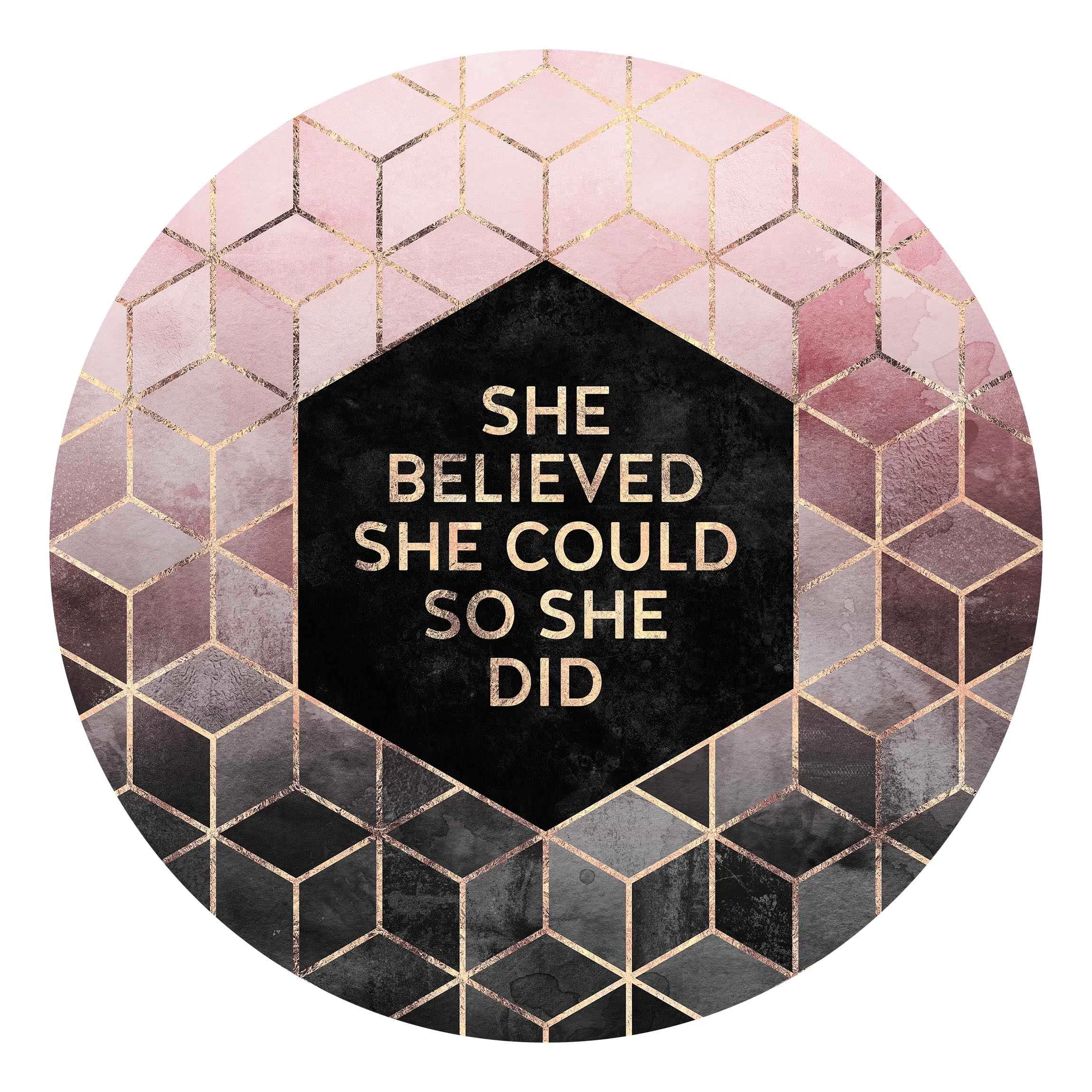 Runde Tapete - E. Fredriksson - She Believed She Could Rosé In Gold