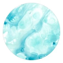 Runde Tapete - Emulsion In Weiß Und Türkis I In Blau