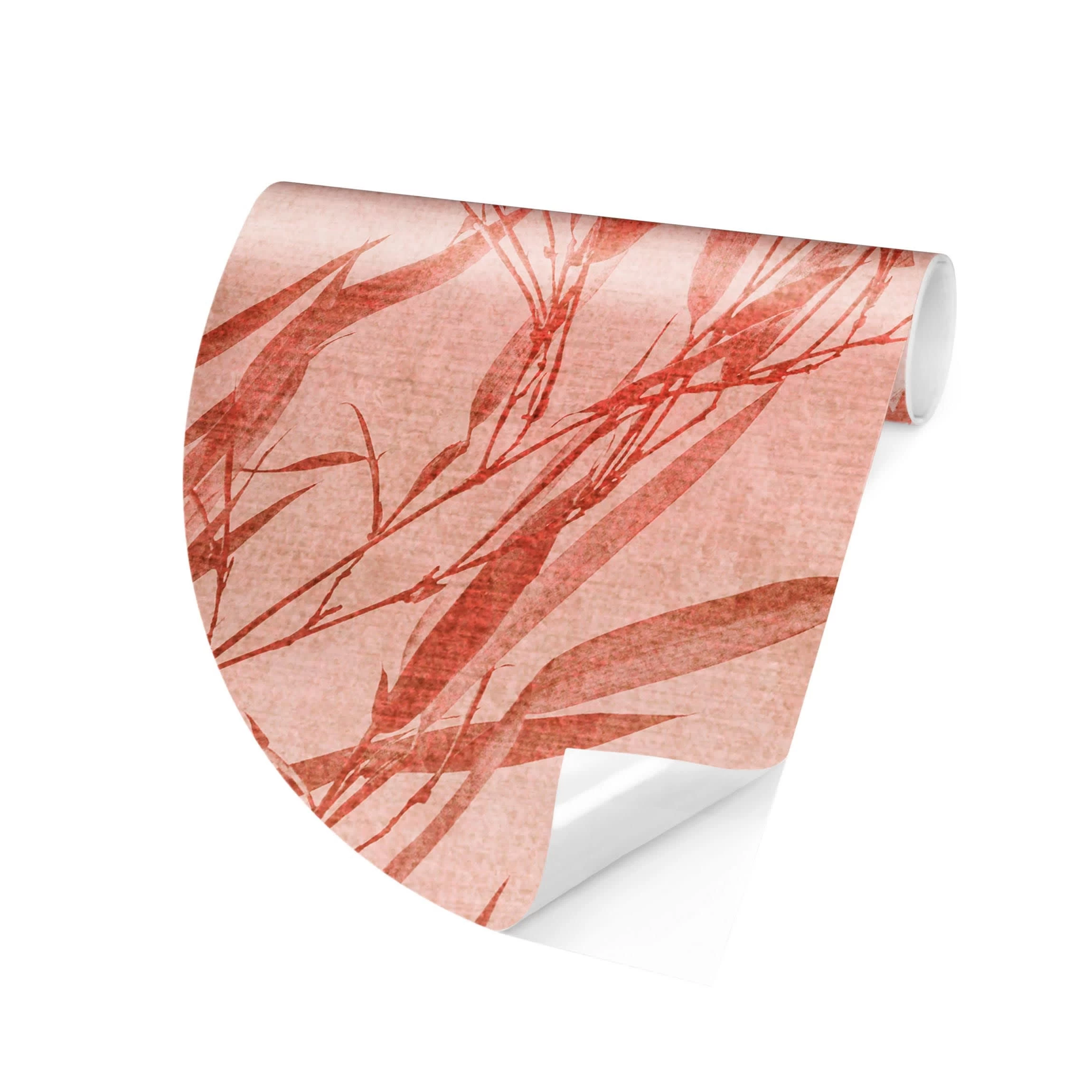 Runde Tapete - Goldene Sonne Mit Rosa Bambus In Rosa – Bild 6