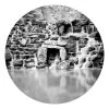 Runde Tapete - Wasserfall II In Schwarz-Weiß