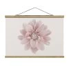 Stoffbild - Dahlie Blume Pastell Weiß Rosa In Creme-Beige