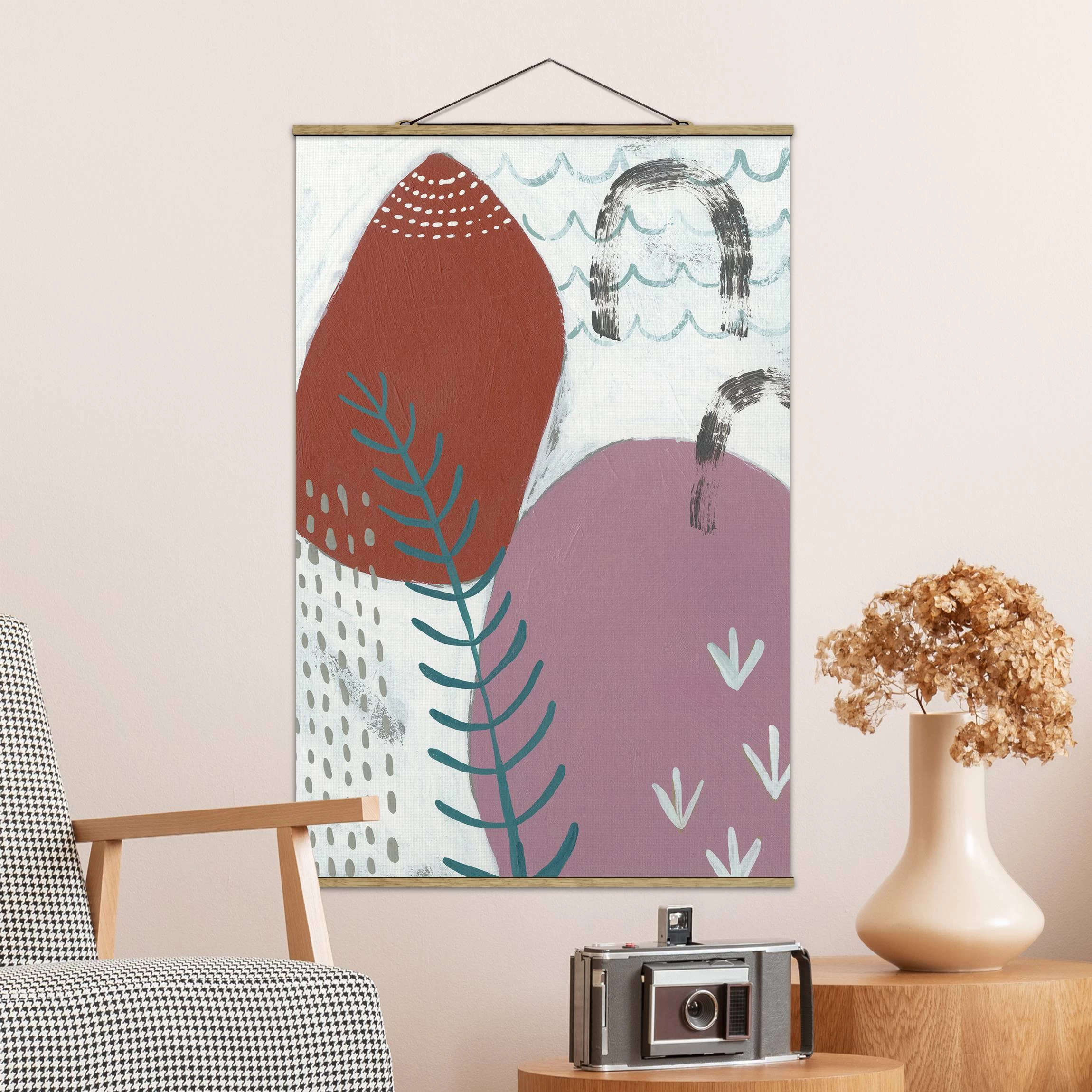 Stoffbild - Karneval Der Formen In Beere II In Violett – Bild 2