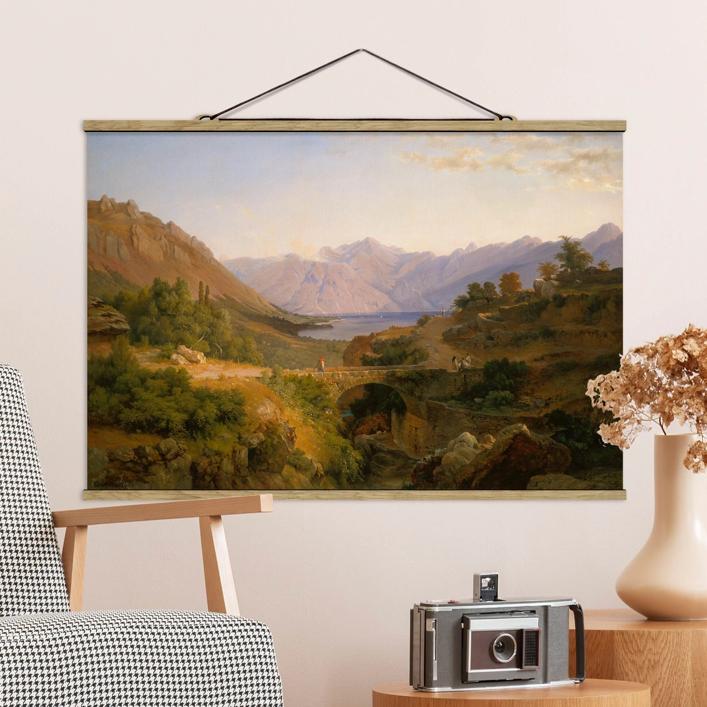 Stoffbild - Louis Gurlitt - Die Bucht Von Cattaro In Grün – Bild 2