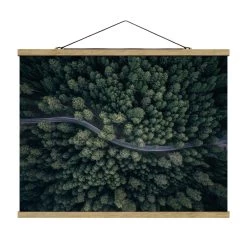 Stoffbild - Luftbild - Waldstraße Von Oben In Grün