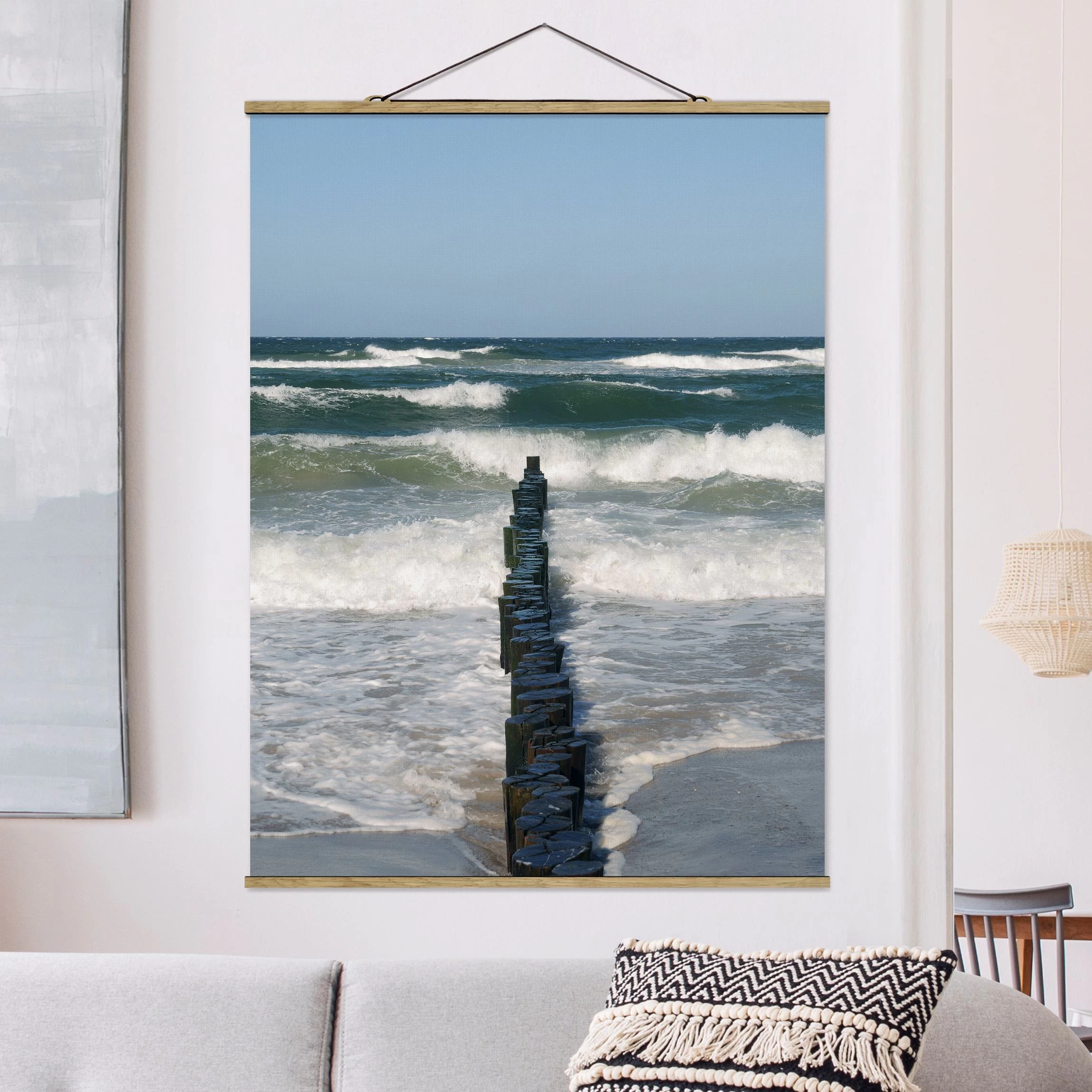 Stoffbild Mit Posterleisten - Breakwater In Blau – Bild 2
