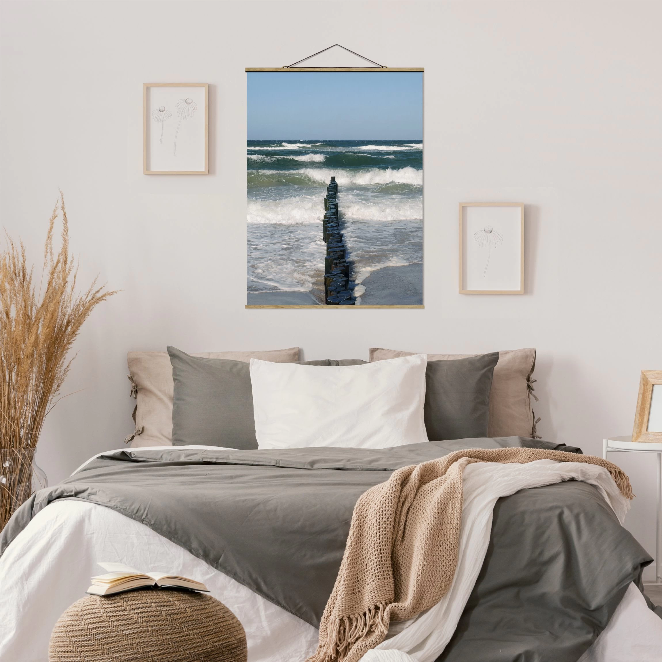 Stoffbild Mit Posterleisten - Breakwater In Blau – Bild 3