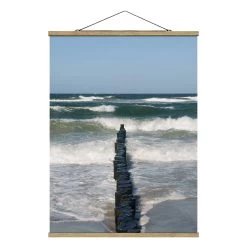 Stoffbild Mit Posterleisten - Breakwater In Blau