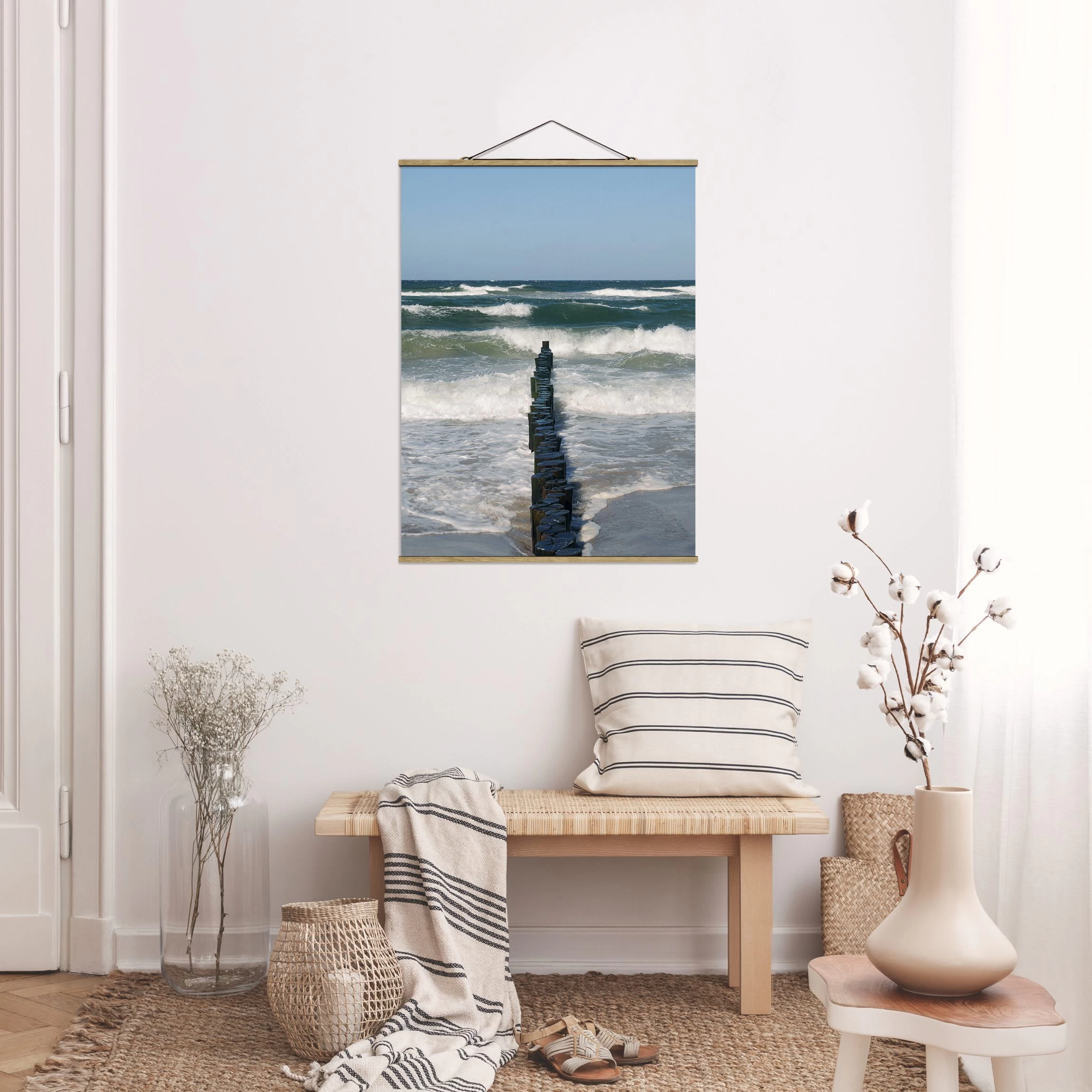Stoffbild Mit Posterleisten - Breakwater In Blau – Bild 4