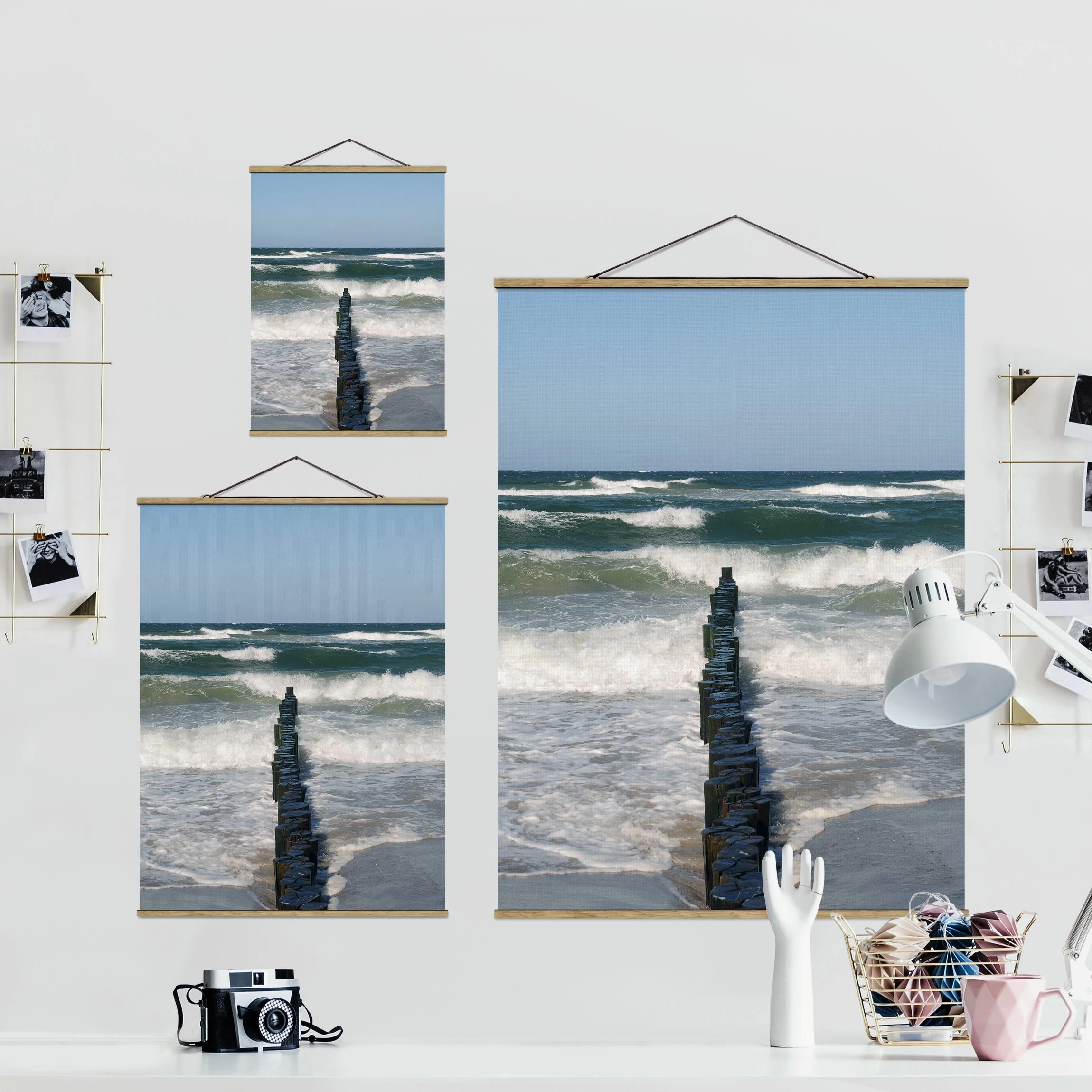 Stoffbild Mit Posterleisten - Breakwater In Blau – Bild 7