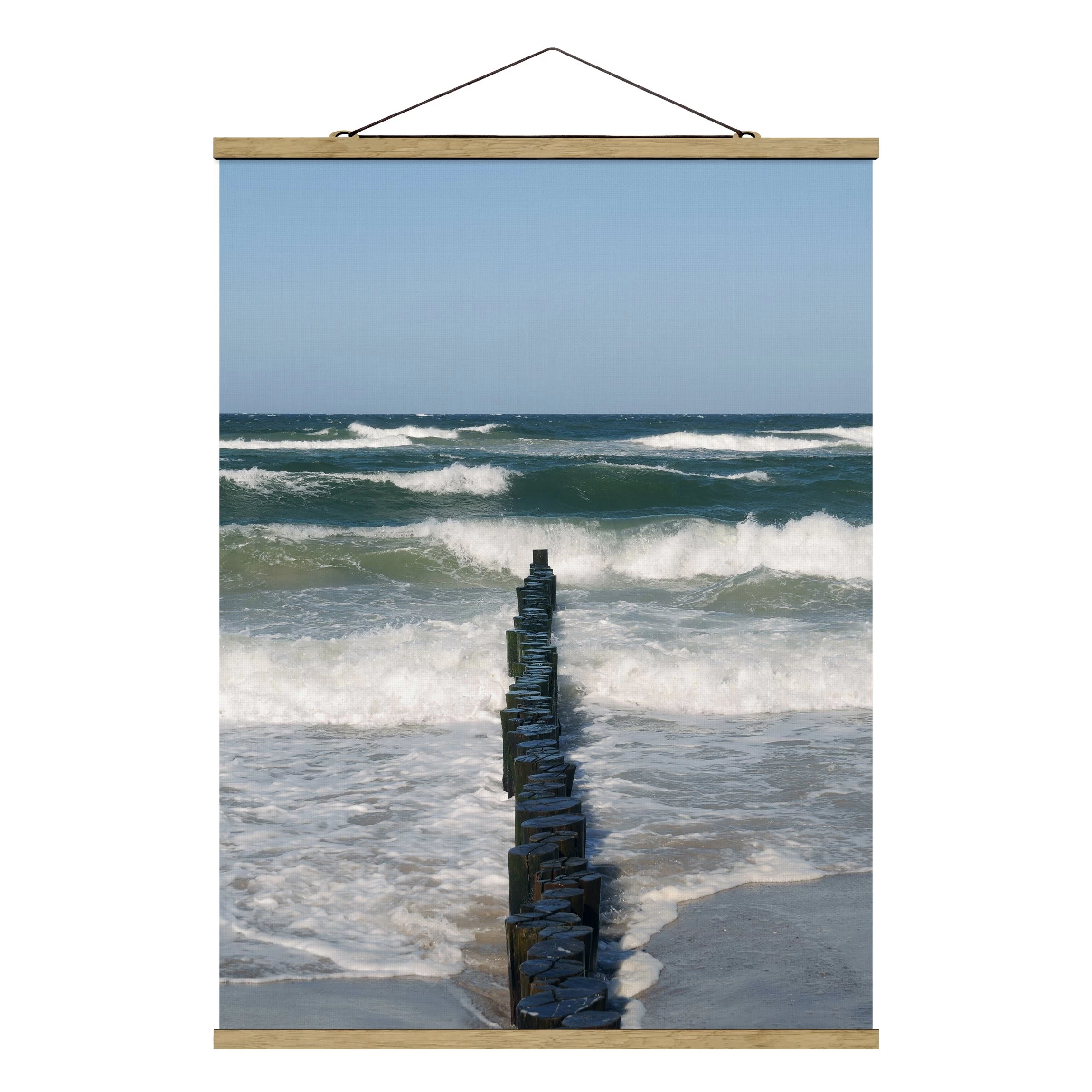 Stoffbild Mit Posterleisten - Breakwater In Blau