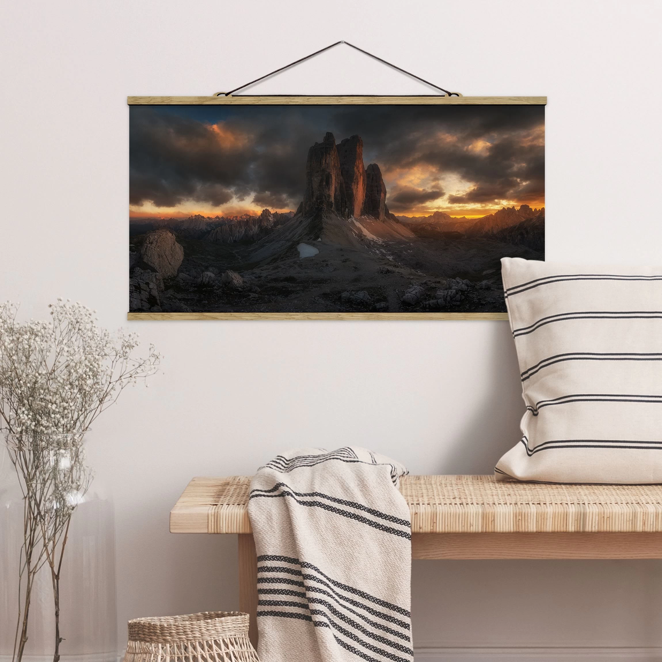 Stoffbild Mit Posterleisten - Drei Zinnen In Violett – Bild 2