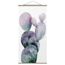 Stoffbild Mit Posterleisten - Kaktus In Lila I In Violett