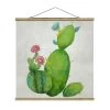 Stoffbild Mit Posterleisten - Kaktusfamilie Rosa Türkis In Grün