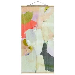 Stoffbild Mit Posterleisten - Klangspiel In Fuchsia II In Creme-Beige