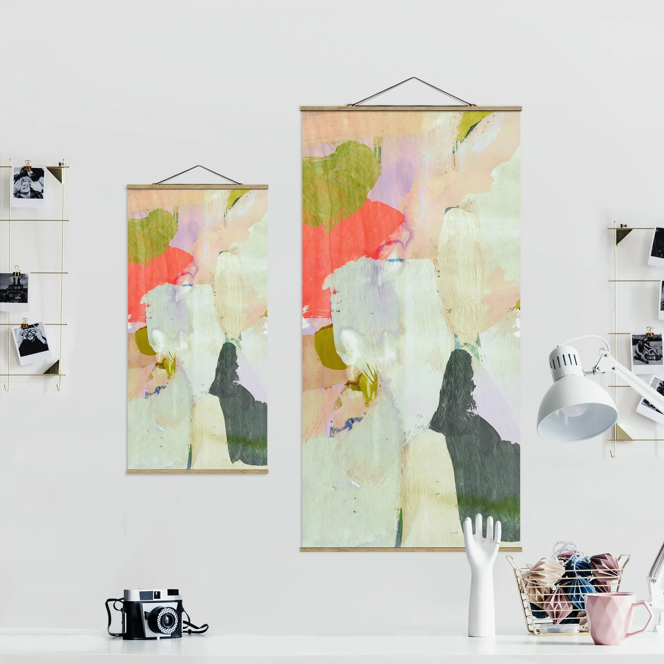 Stoffbild Mit Posterleisten - Klangspiel In Fuchsia II In Creme-Beige – Bild 7