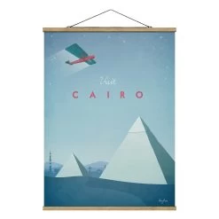 Stoffbild Mit Posterleisten - Reiseposter - Cairo In Blau