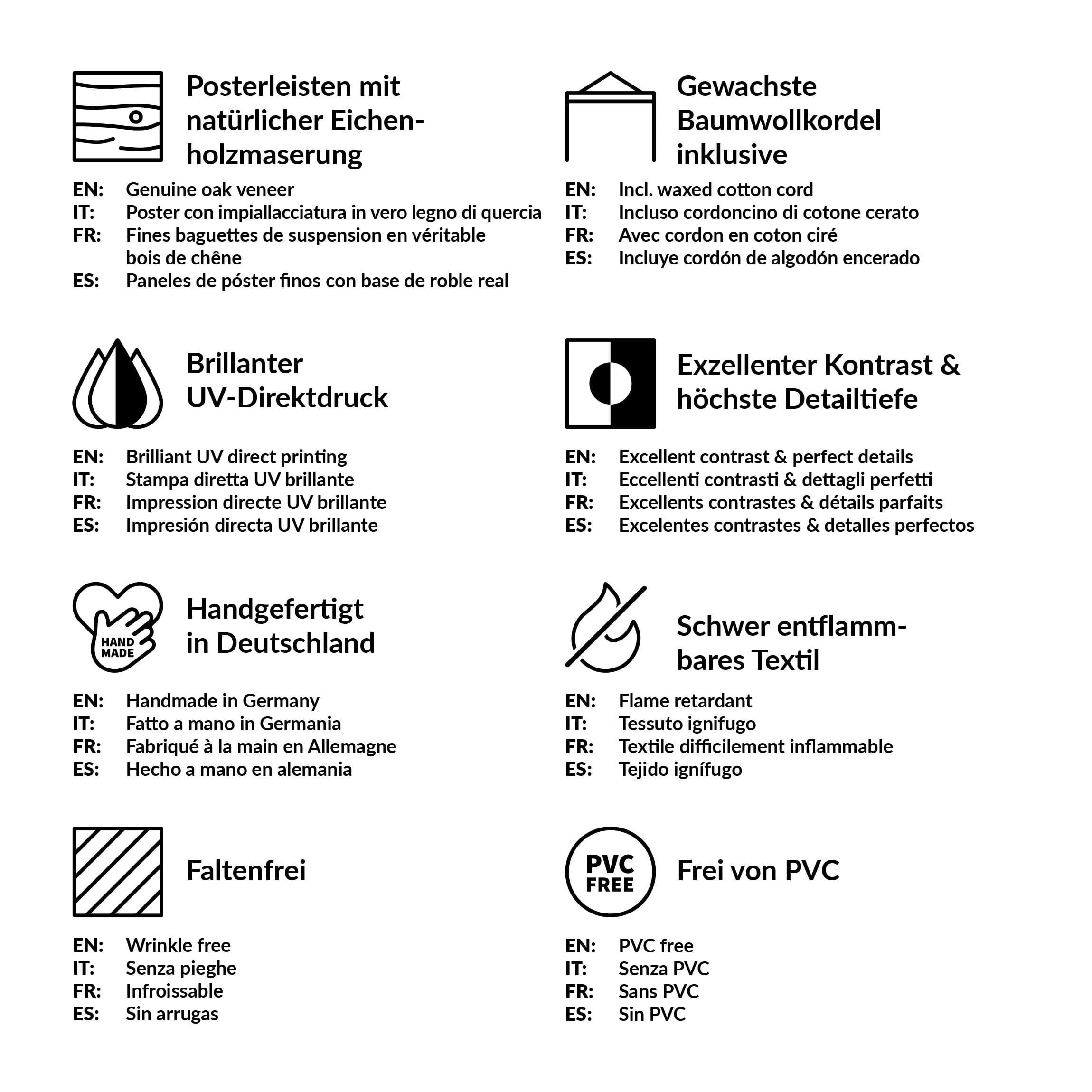 Stoffbild Mit Posterleisten - Spiel Der Farben Indigo Feuer In Blau – Bild 7