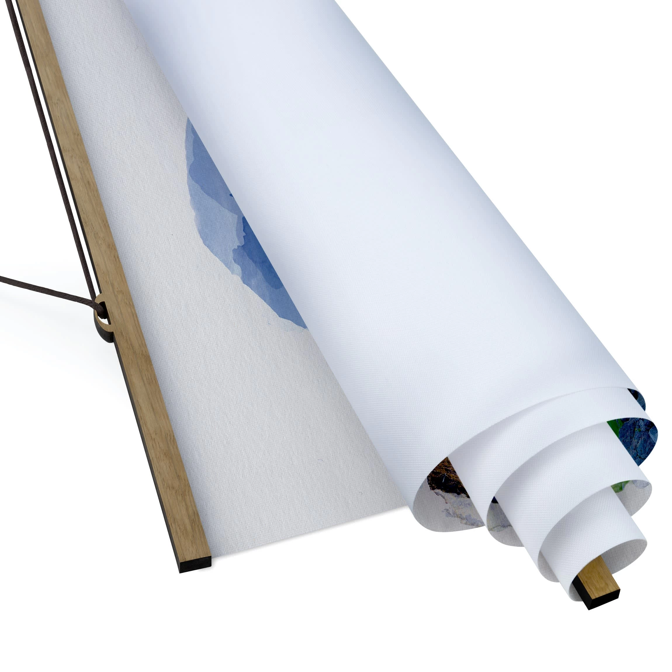 Stoffbild - Wasserfarben - Berglandschaft Spiegelung Norwegen In Creme-Beige – Bild 6