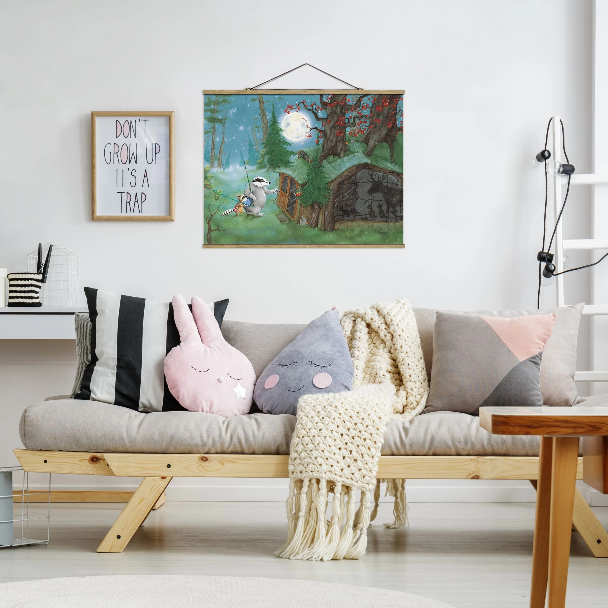 Stoffbild - Wassili Waschbär - Wassili Auf Dem Heimweg In Grün – Bild 4