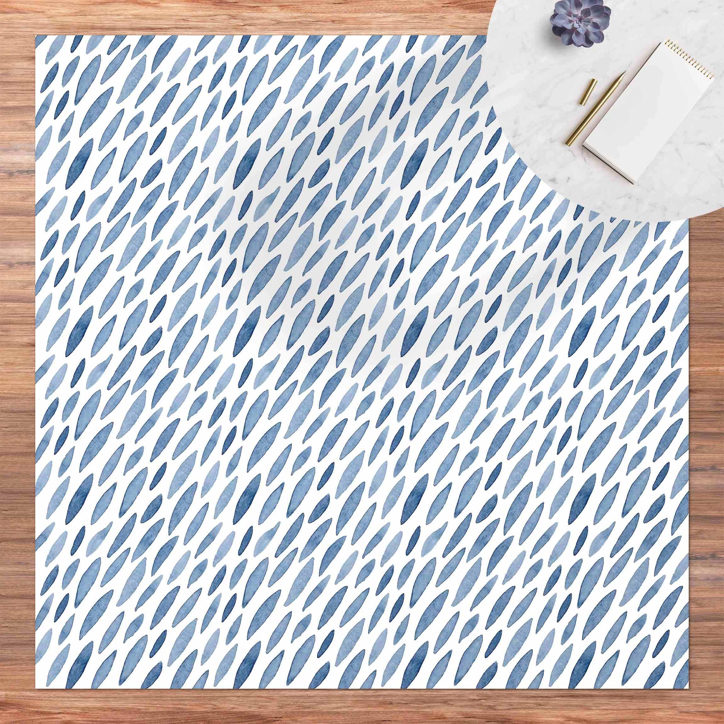 Vinyl-Teppich - Aquarell Regen In Indigo Klein Und Groß In Blau – Bild 3