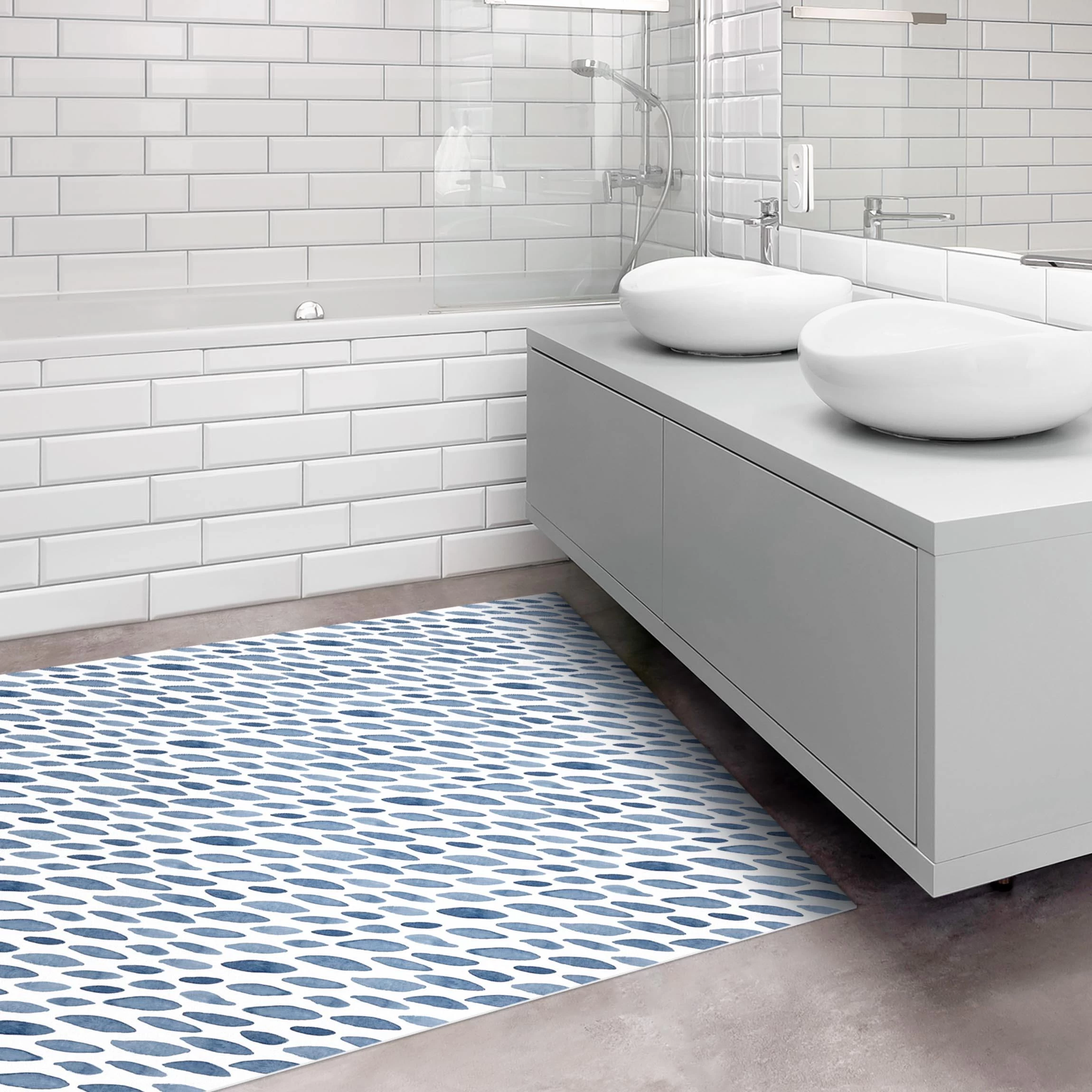 Vinyl-Teppich - Aquarell Regen In Indigo Klein Und Groß In Blau – Bild 5