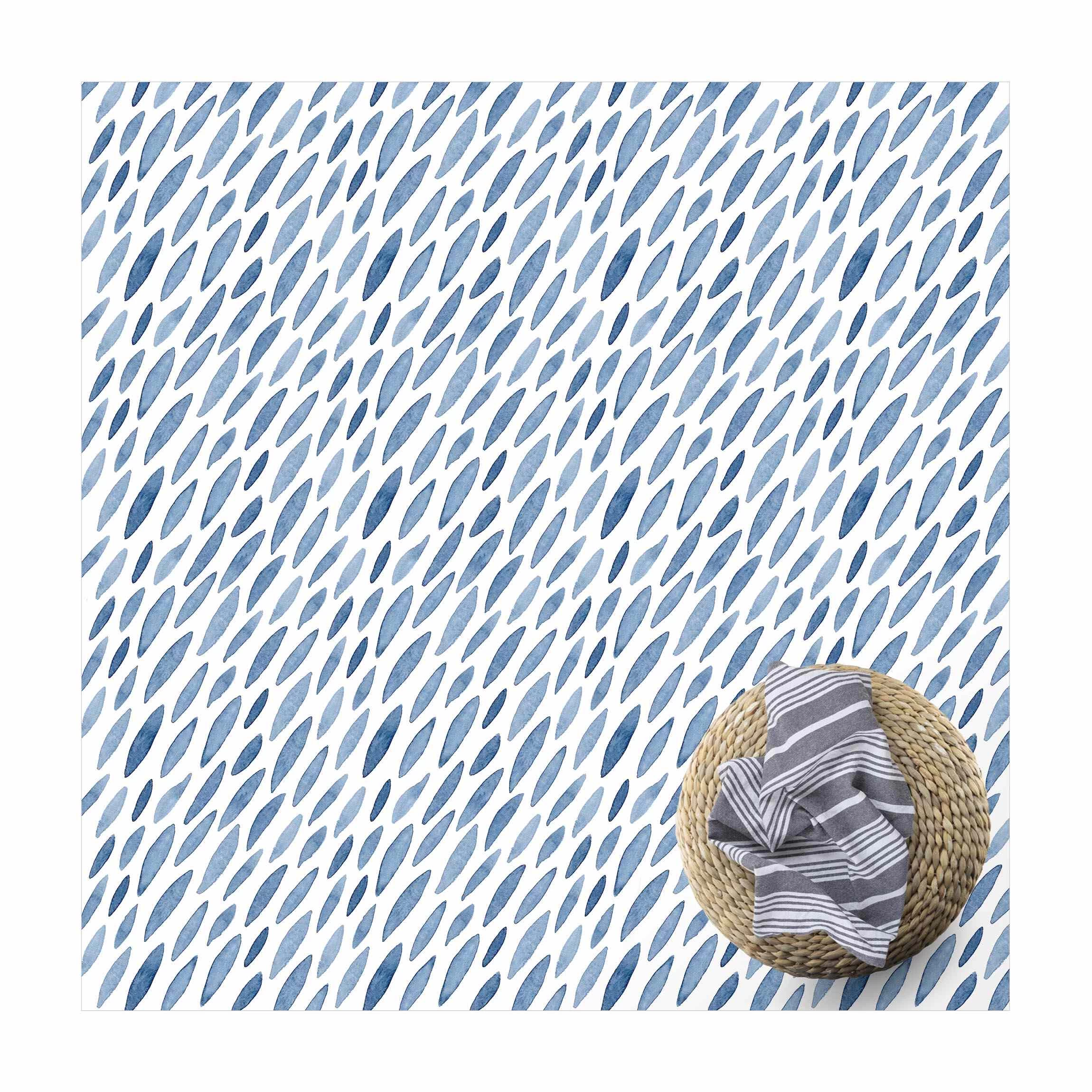 Vinyl-Teppich - Aquarell Regen In Indigo Klein Und Groß In Blau