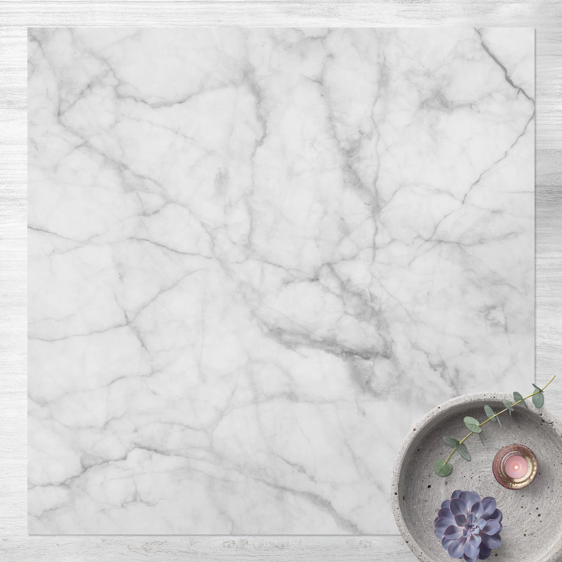 Vinyl-Teppich - Bianco Carrara In Weiß – Bild 2