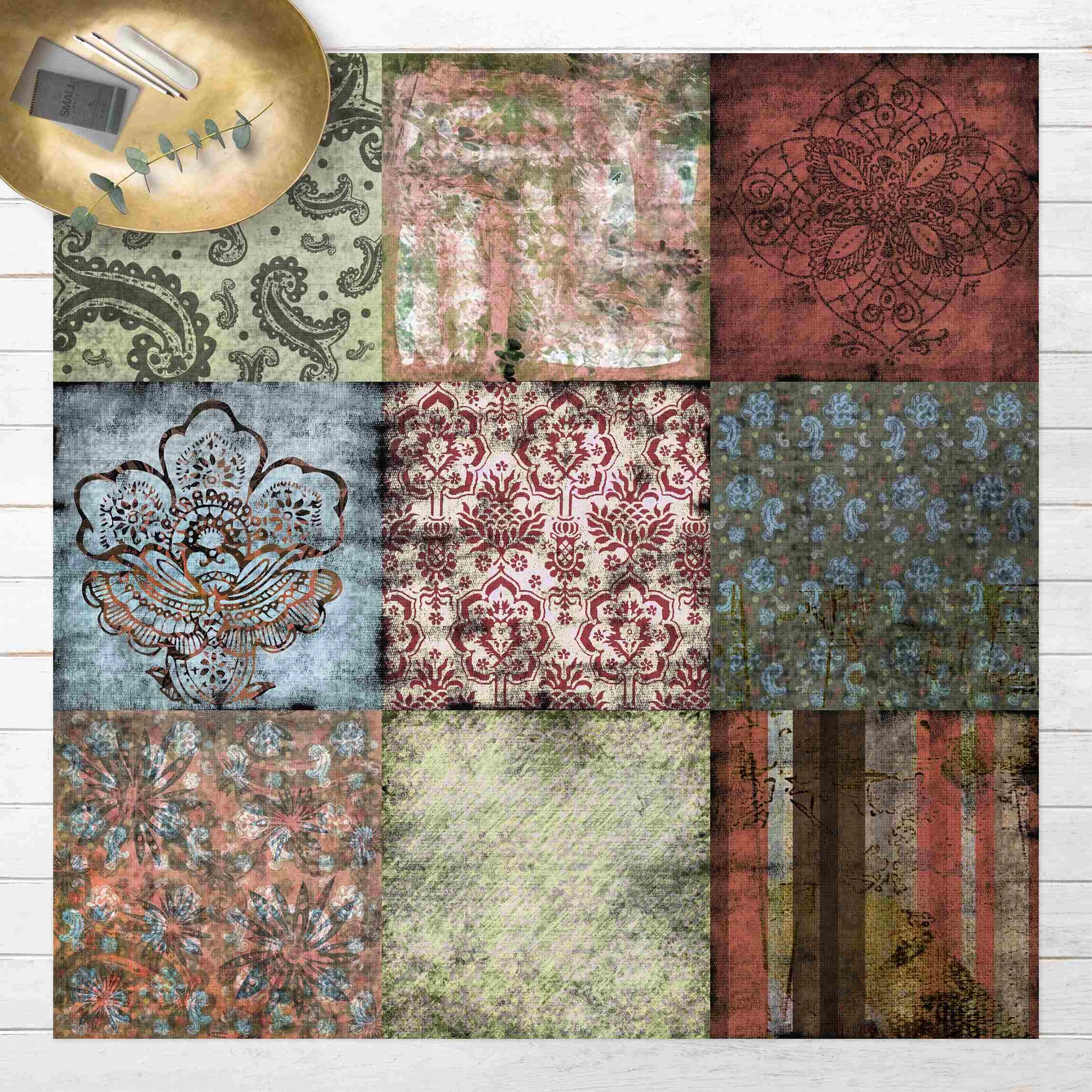 Vinyl-Teppich - Old Patterns In Bunt – Bild 2