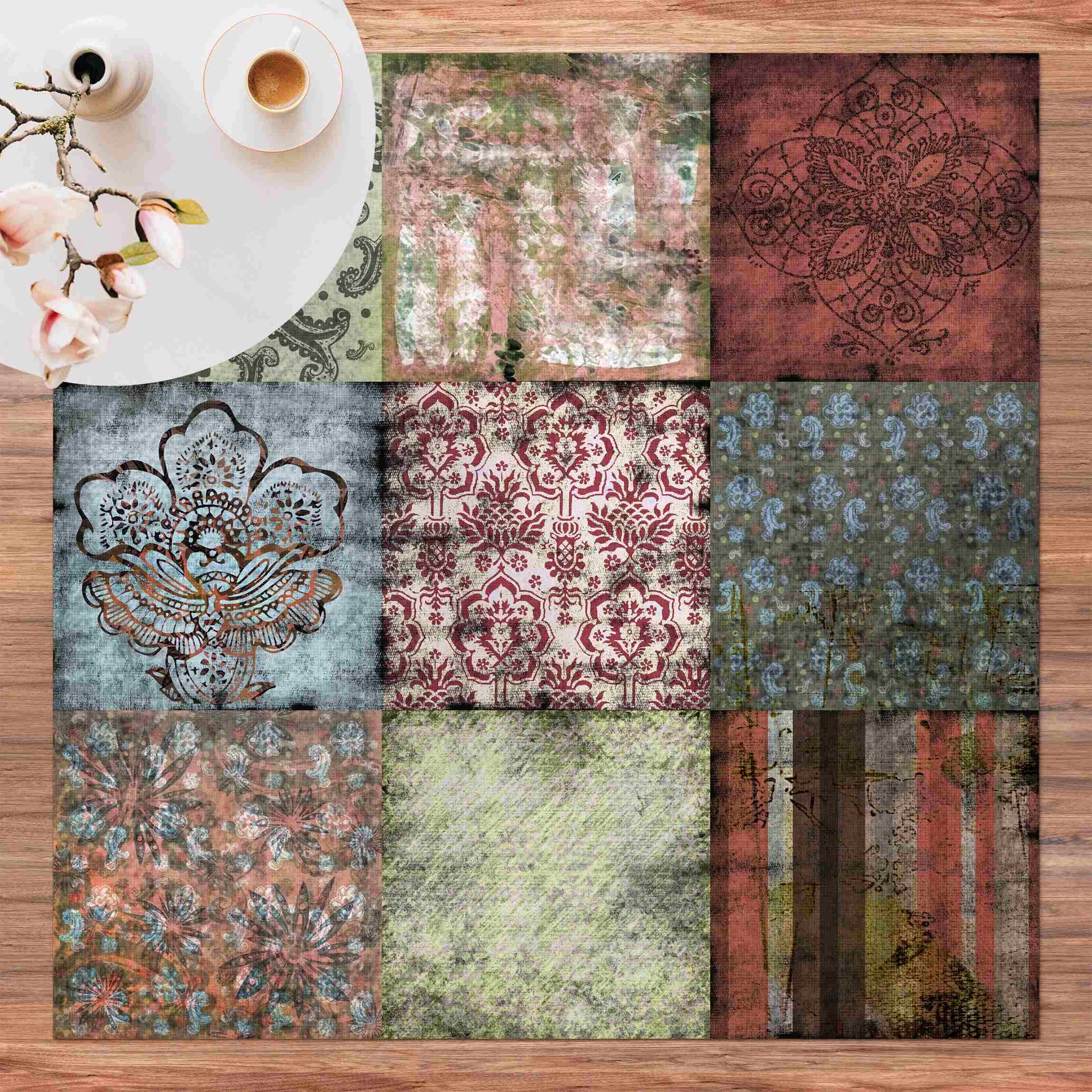 Vinyl-Teppich - Old Patterns In Bunt – Bild 3